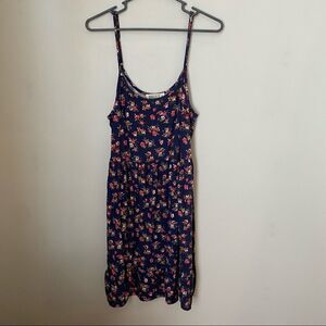 Wanderlux Dress Floral Print Sleeveless Casual Navy Blue